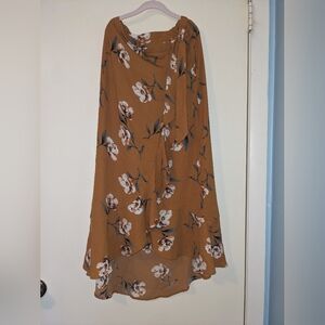 Xhilaration Floral High Low Skirt in Brown